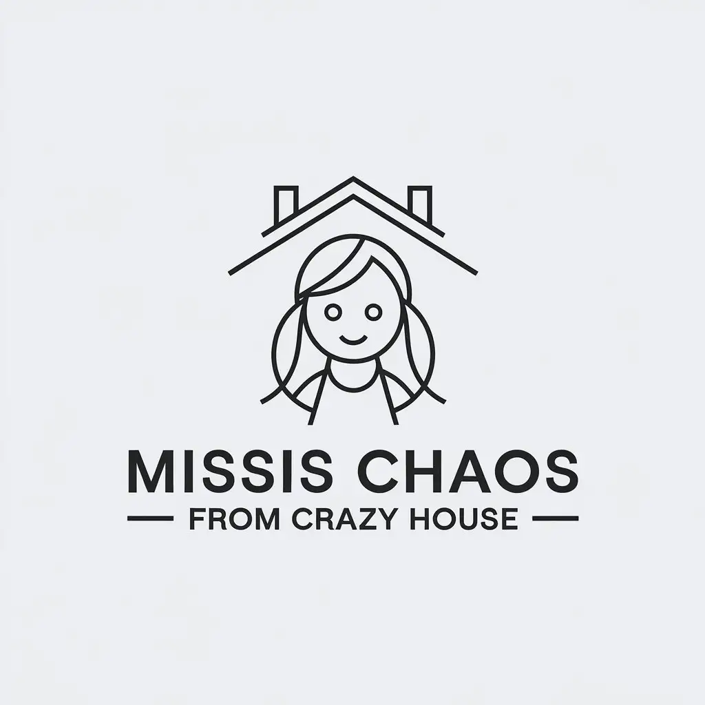 LOGO Design for Missis Chaos from Crazy House Girl with Flying Roof Minimalistic Style for Restaurant Industry