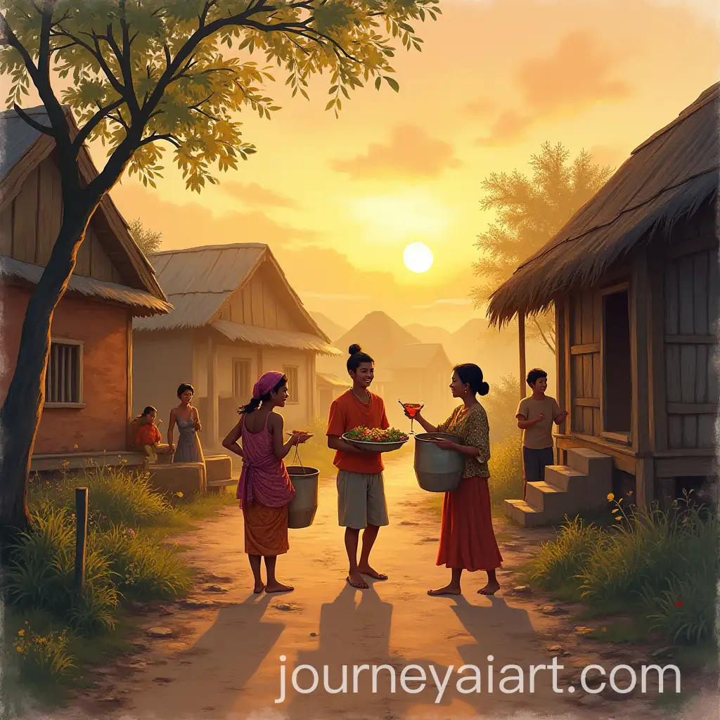 Serene-Burmese-Village-at-DuskAI-Art-Prompt-Expansion-with-Villagers-Sharing-Food-and-Laughter-in-Watercolor-Style