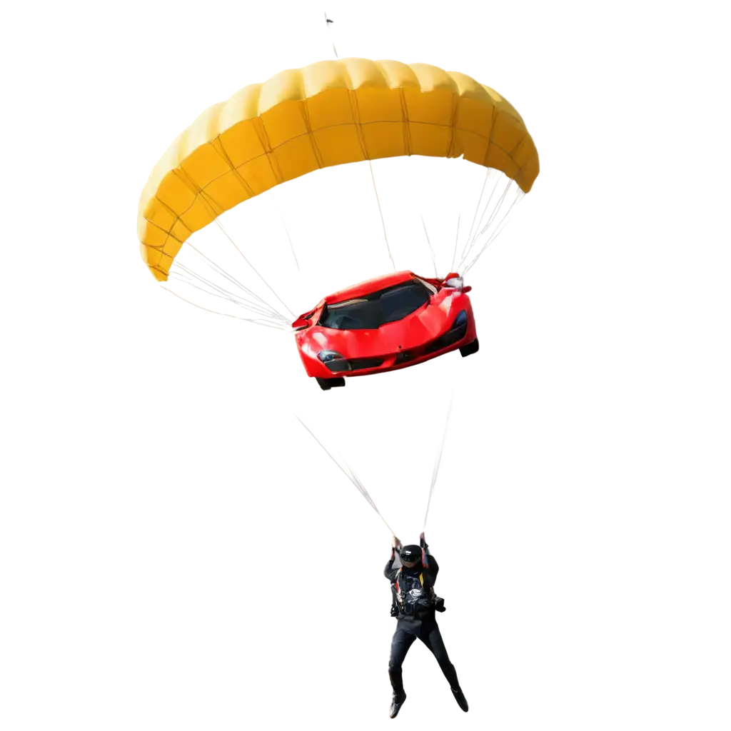 HighQuality-PNG-Image-Super-Car-Flying-with-Parachute