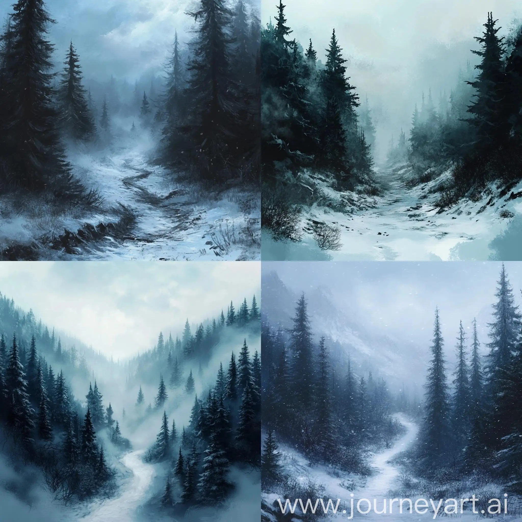 SnowCovered-Northern-Trail-in-a-Mysterious-Forest