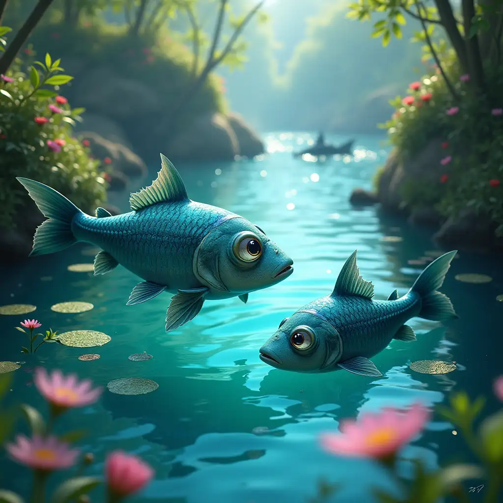 Magical-Elven-River-with-Gleaming-Fish-and-Lush-Flora