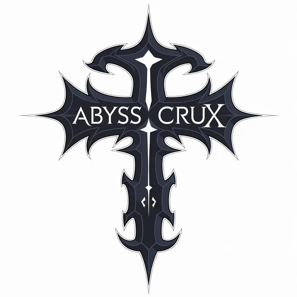 LOGO Design for Abyss Crux Dark Goth Crux Symbol with Complex Detailing and Clear Background