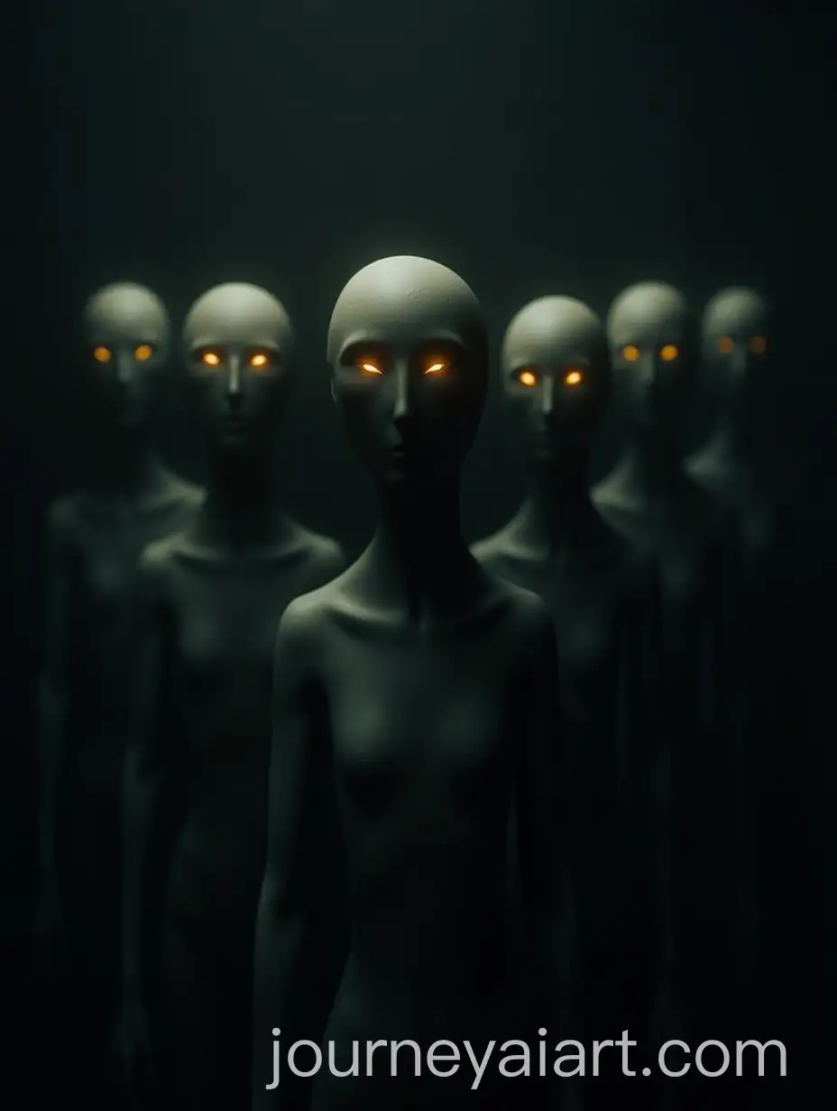 Eerie-Row-of-GlowingEyed-Figures-in-Shadowy-Setting