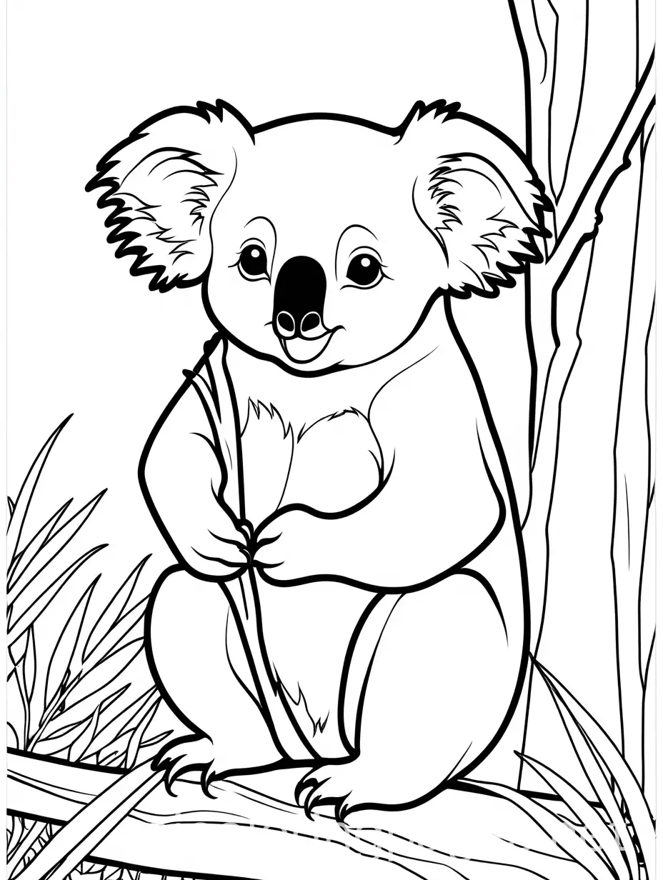 Koala-Eating-Simple-Line-Art-Coloring-Page-for-Kids