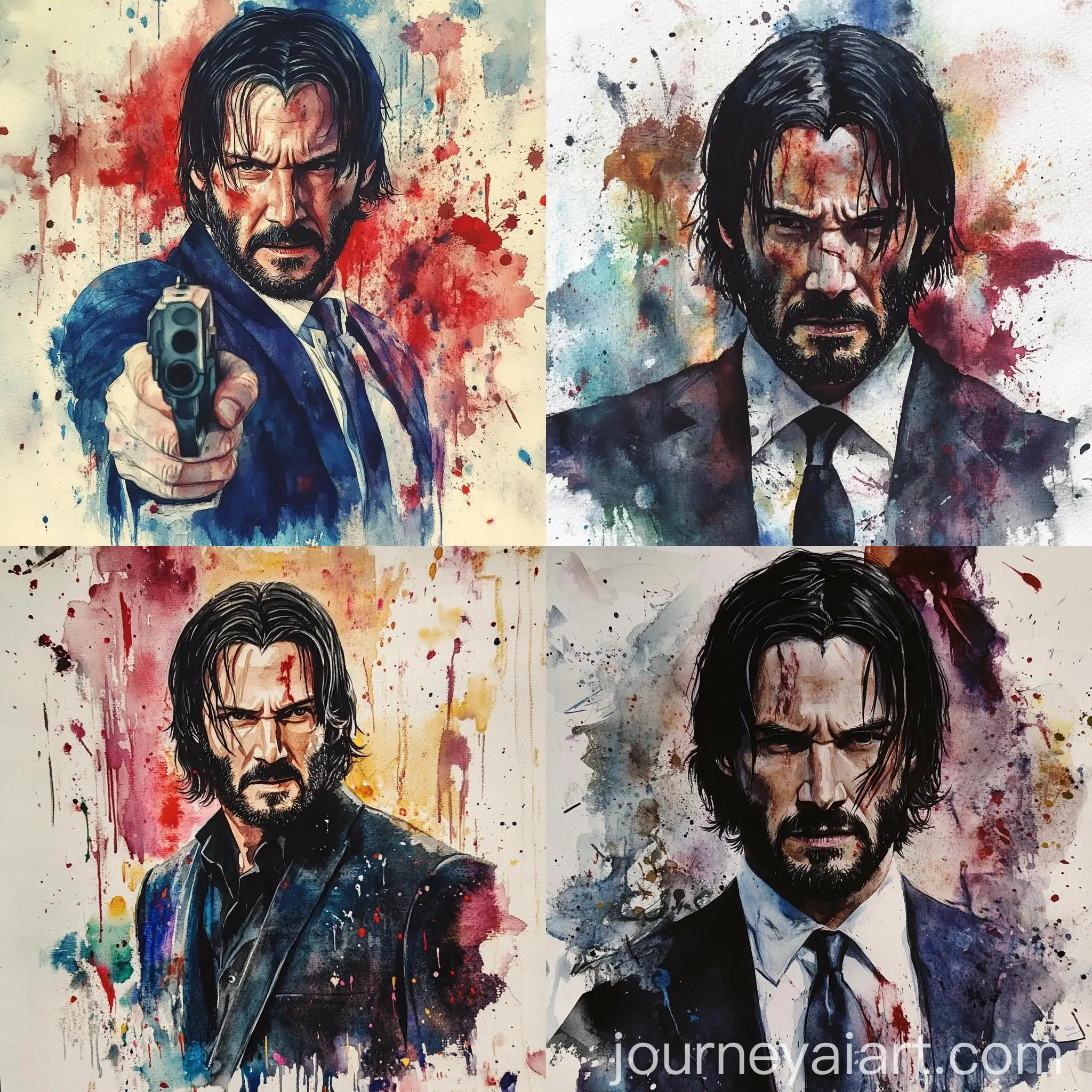 John-Wick-Watercolor-Portrait-in-Distressed-Style