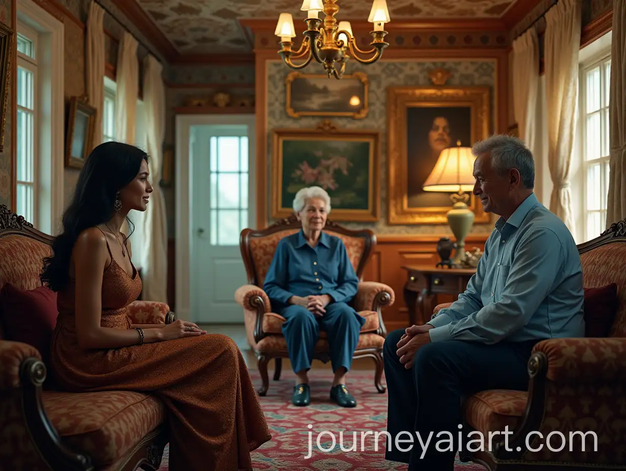 Thai-Family-in-Tense-Conversation-in-Gingerbread-House-Drawing-Room
