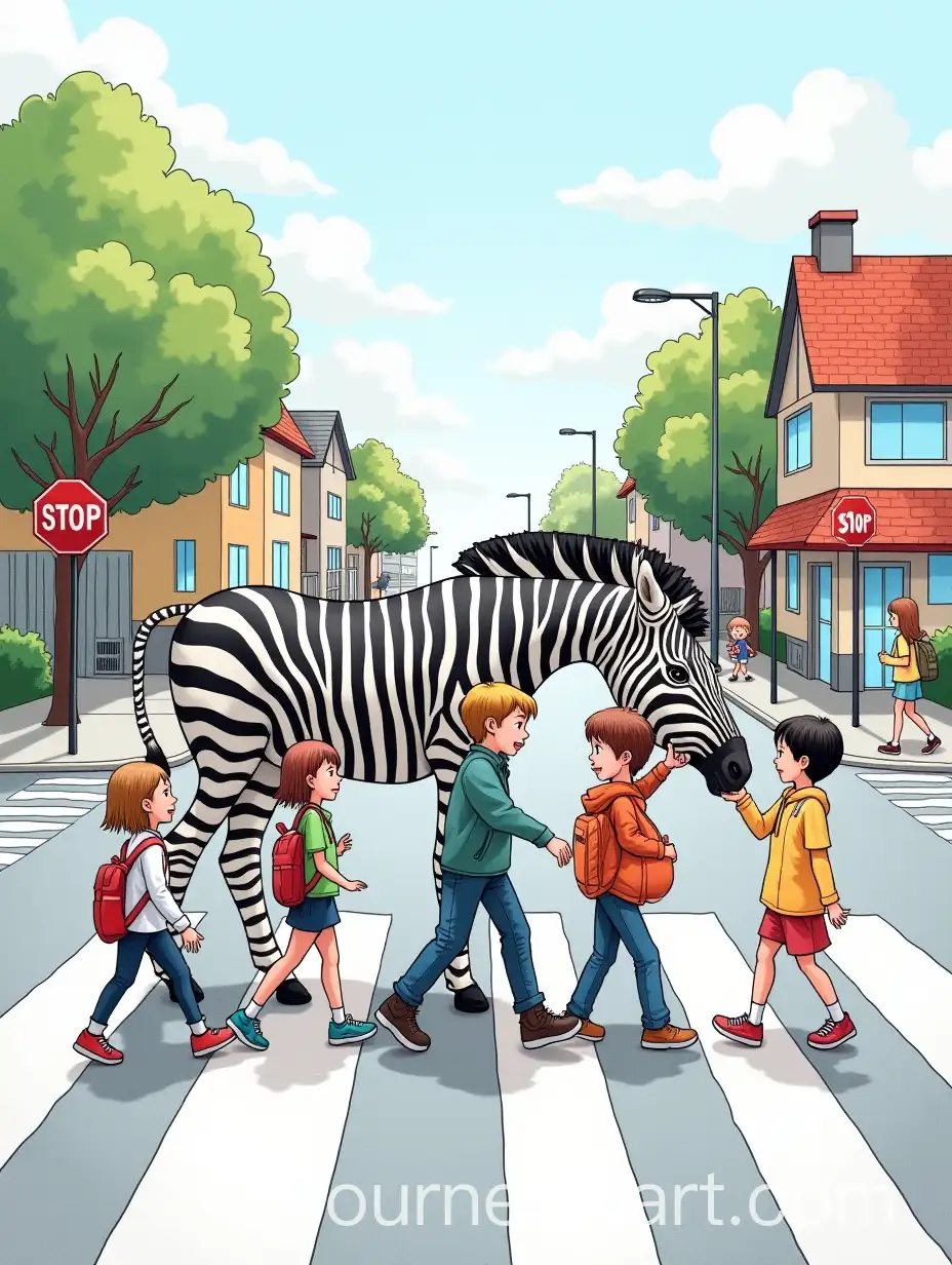 Urban-Crosswalk-Safety-Zebra-Helping-Children-Cross-the-Street
