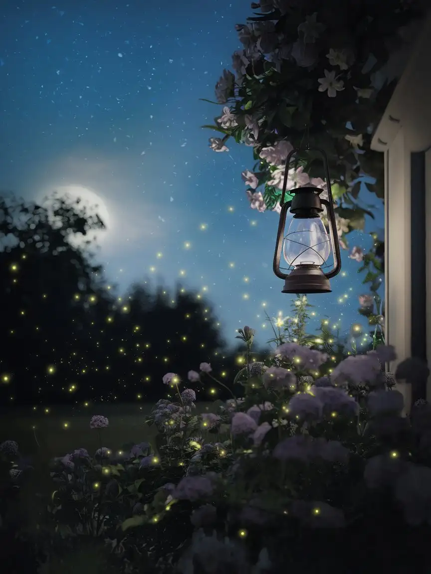 Starry-Summer-Night-with-Fireflies-and-Fragrant-Flowers