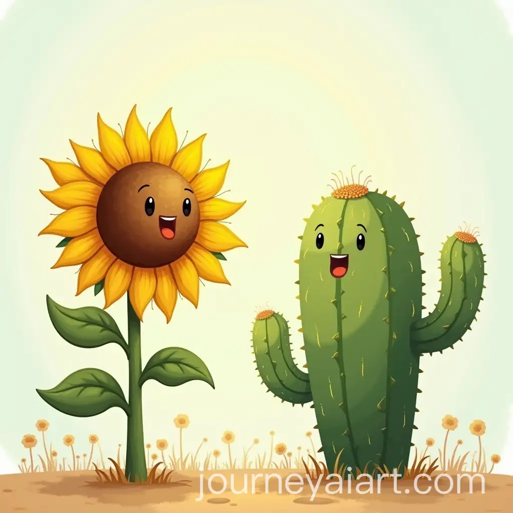 Sunflower-and-CactusAI-Art-Prompt-Expansion-Engaged-in-a-Friendly-Conversation-about-Their-Preferences