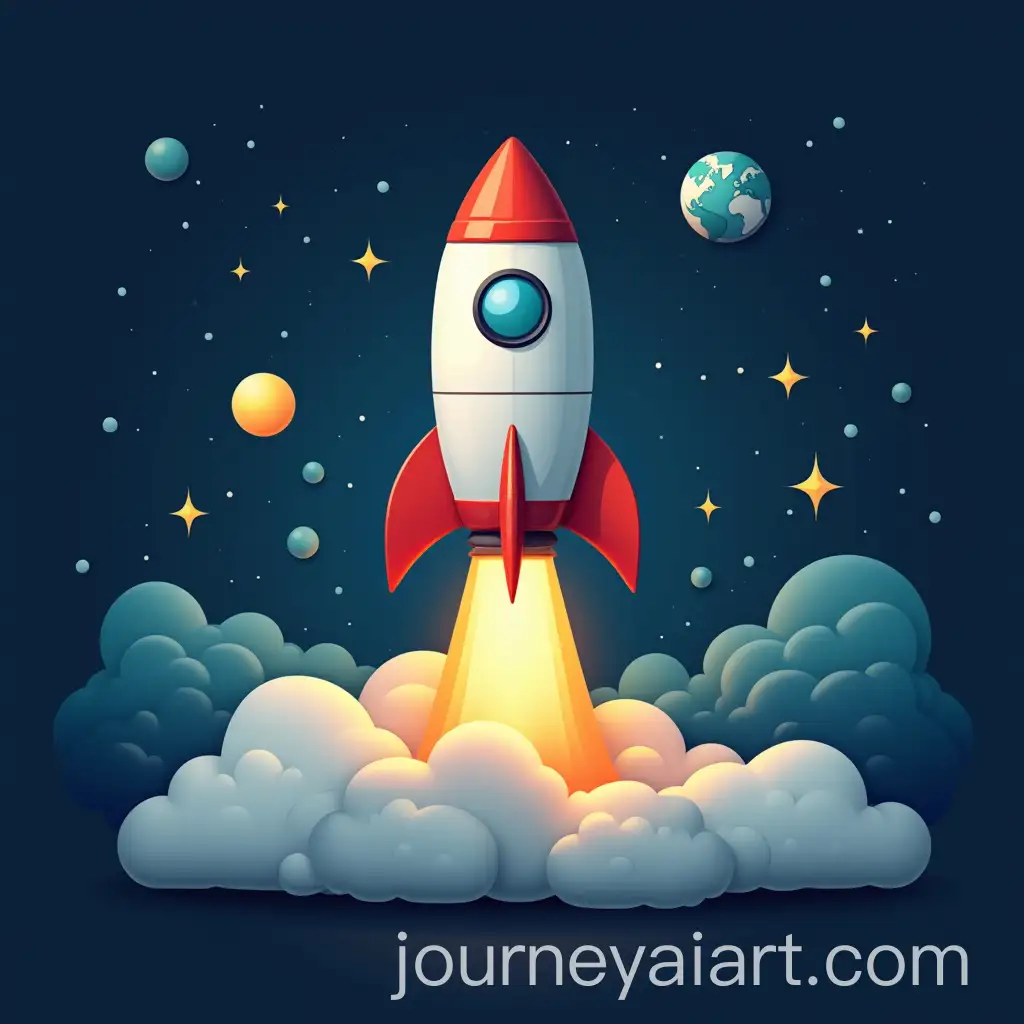 Space-Rocket-Launching-into-a-Starry-Sky