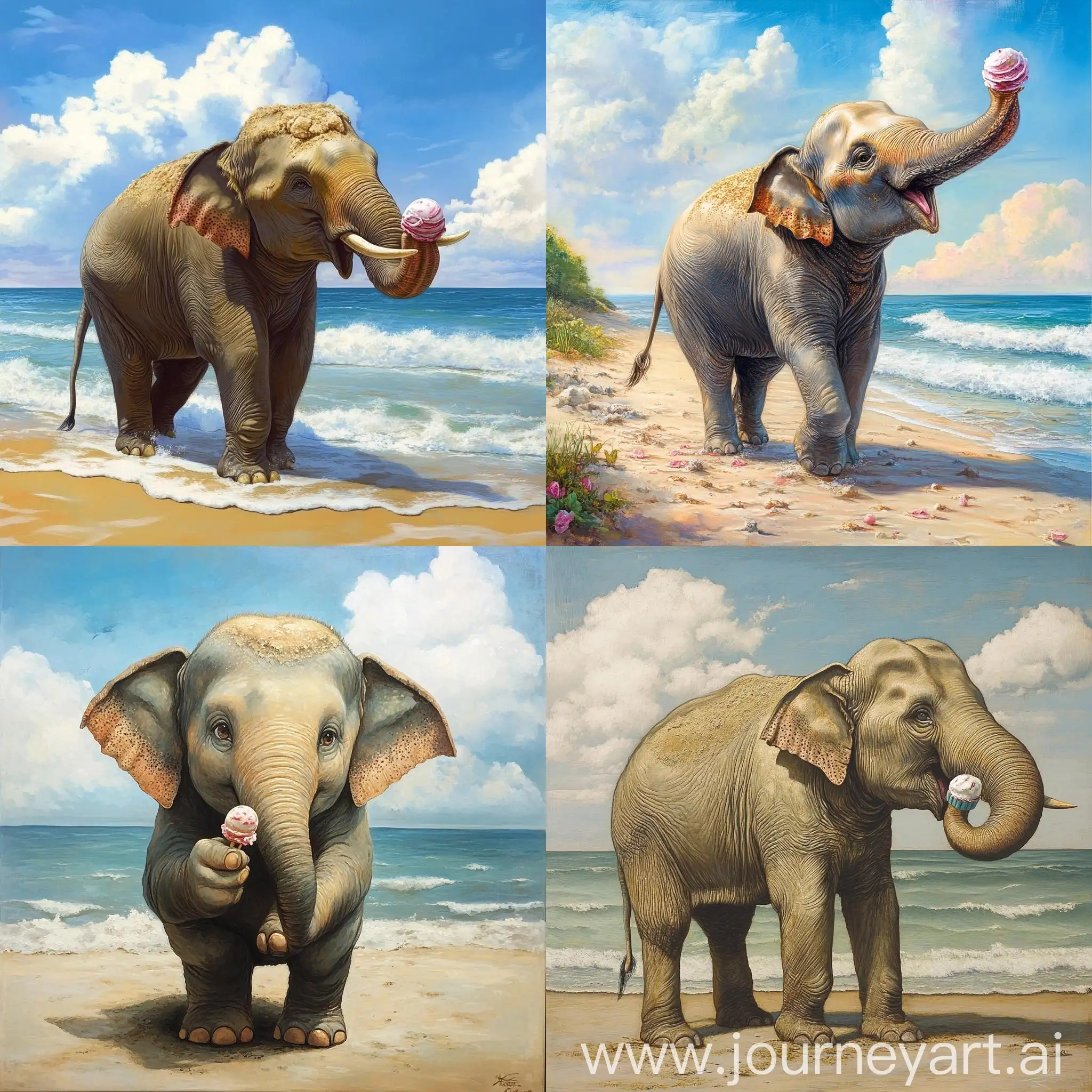 Elephant-Eating-Ice-Cream-on-Beach