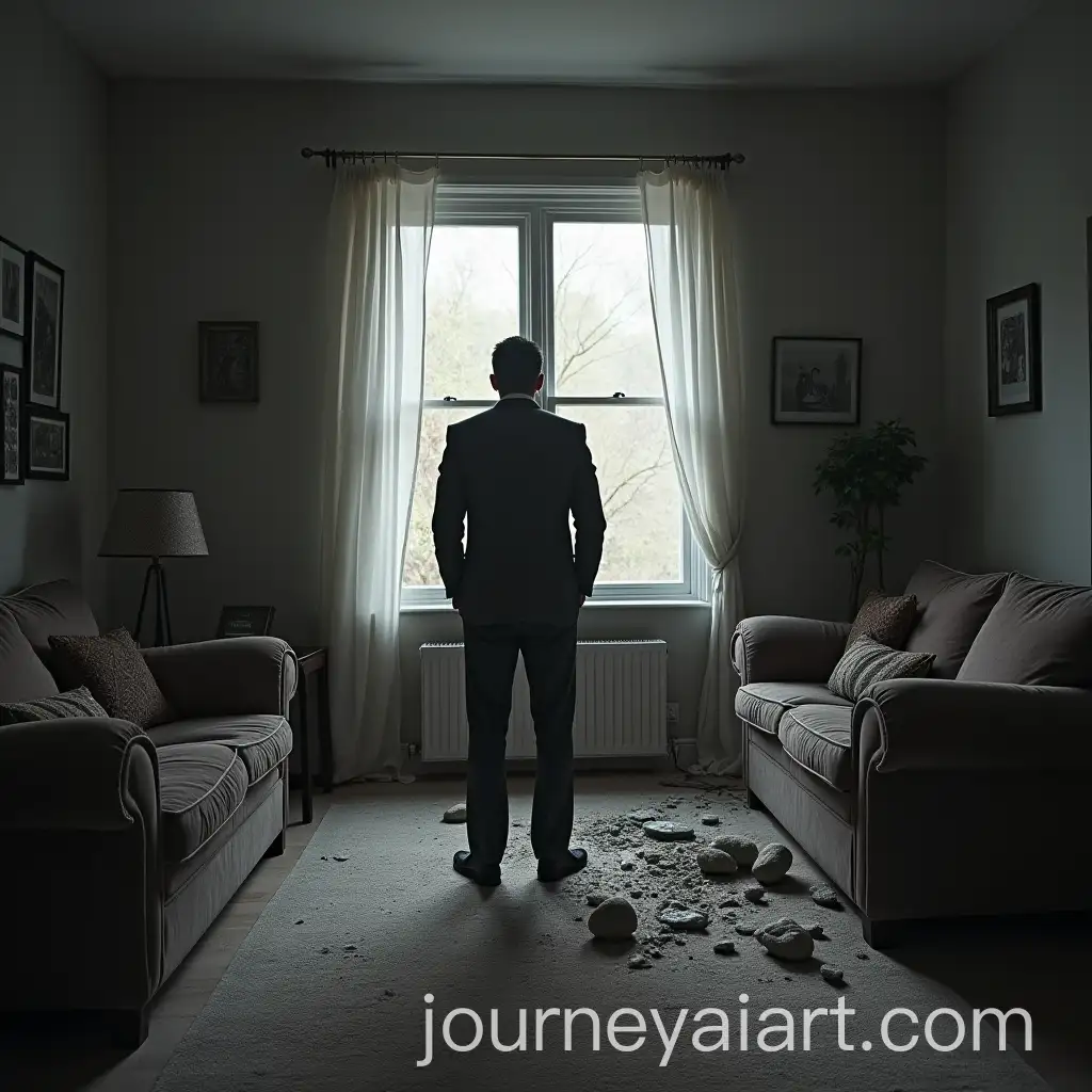 Crime-Scene-Investigation-Chalk-Outline-of-a-Man-in-a-Living-Room-with-Broken-Window