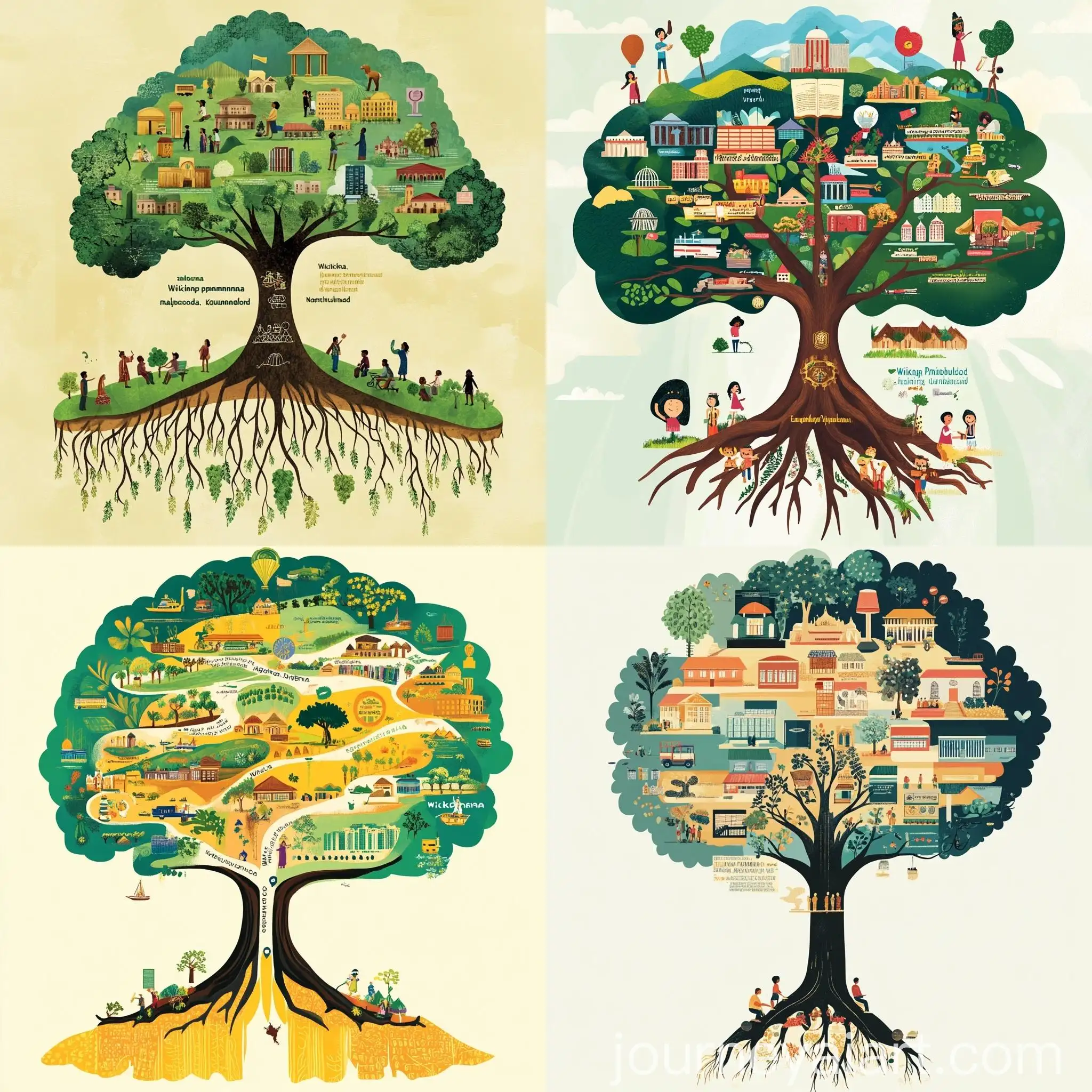 National-Language-Development-Poster-with-Tree-and-Iconic-Elements