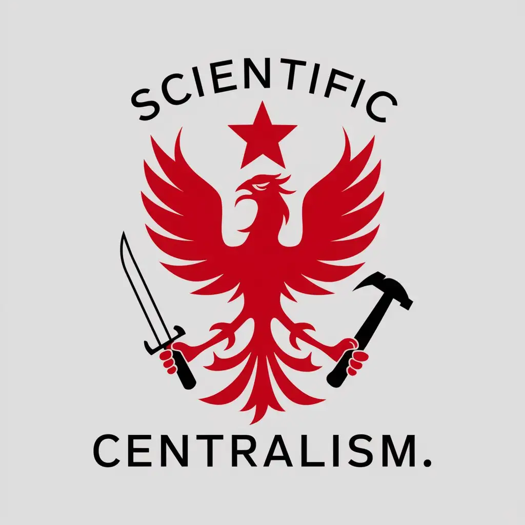 LOGO-Design-for-Scientific-Centralism-Red-Phoenix-with-Sword-Hammer-and-Star