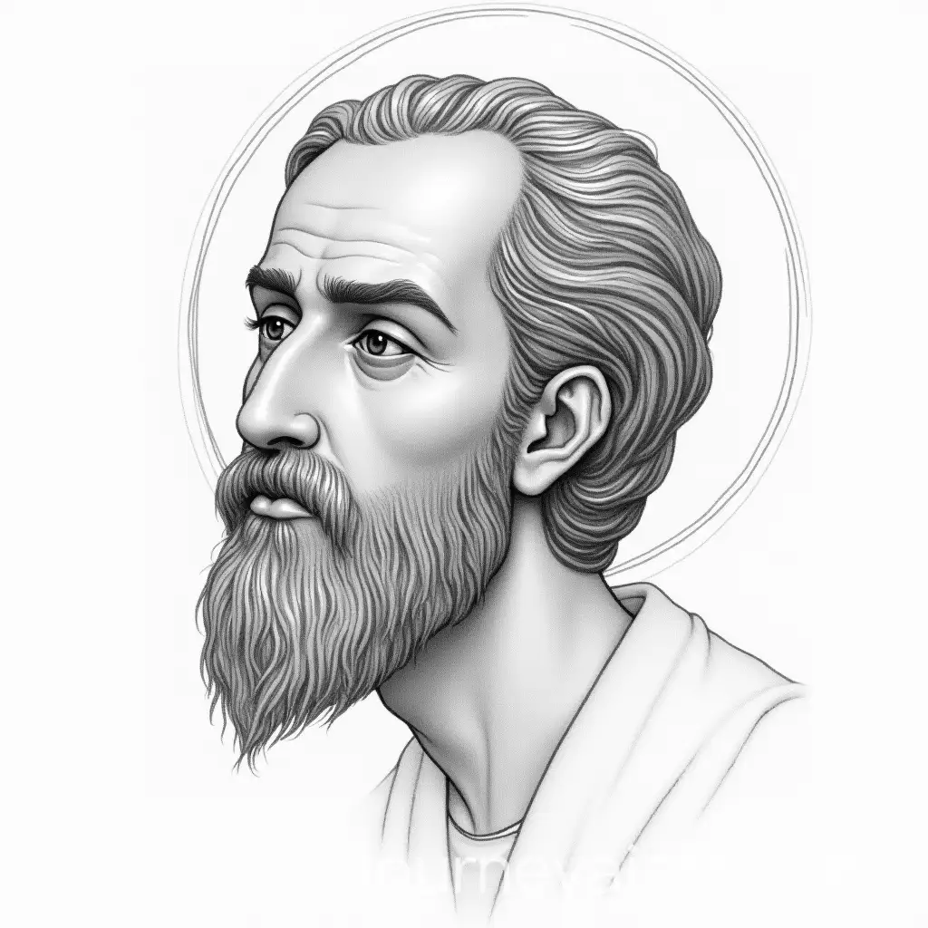 Coptic-Icon-withAI-Image-Prompt-Expansion-Tilted-Head-and-White-Background-Pencil-Drawing-Style