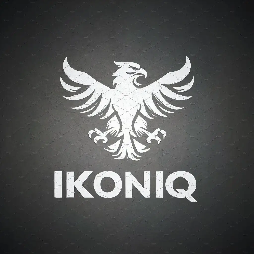 LOGO Design For IKONIQ Solid White Vector Eagle Symbol for Sports Fitness Industry