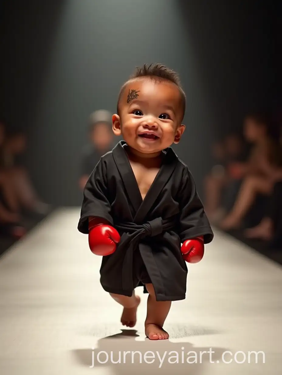 Adorable-Miniature-Mike-Tyson-Baby-Walking-Confidently-on-Fashion-Runway