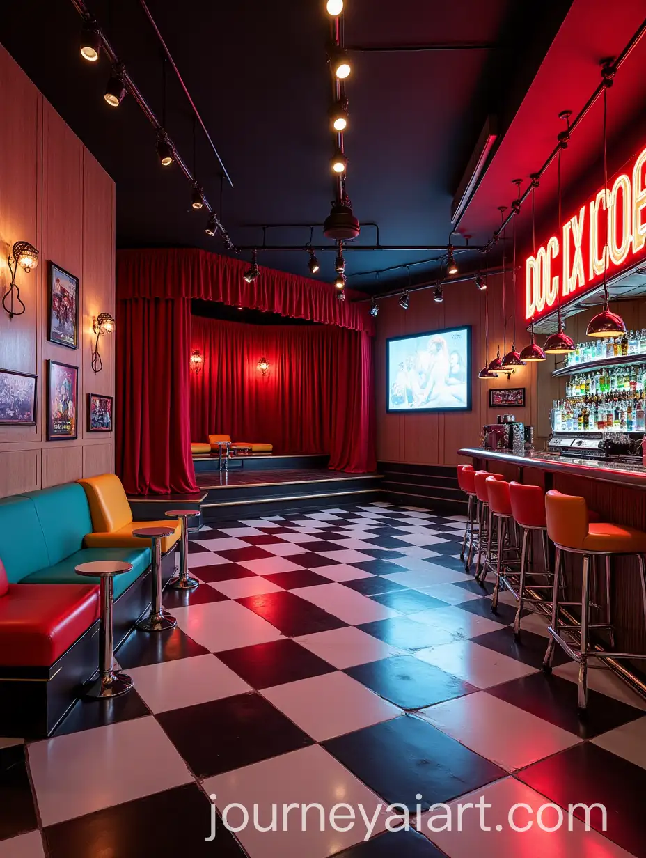 Retro-1950s-to-1980s-Dance-Hall-with-Neon-Lights-and-Vintage-Decor