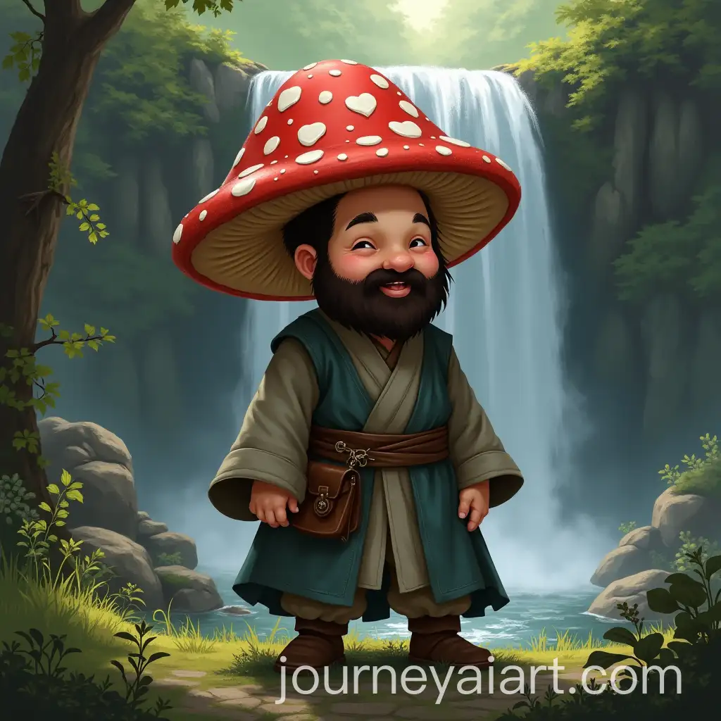DD-Halfling-Monk-with-Mushroom-Cap-near-Waterfall