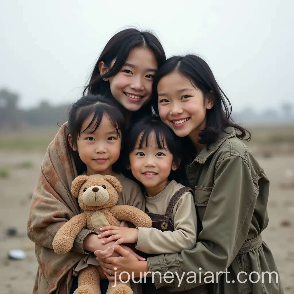 Resilient-Asian-Family-in-PostApocalypticAI-Art-Prompt-Expansion-Wasteland-Embracing-Hope-Amidst-Desolation