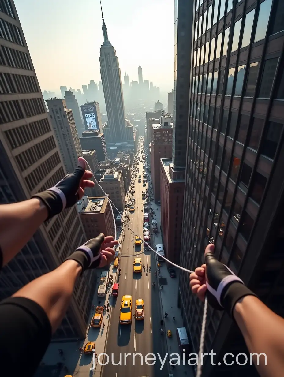 AI-Art-Prompt-ExpansionFirstPerson-View-of-Swinging-Through-City-Skyscrapers-with-Taxis-Below