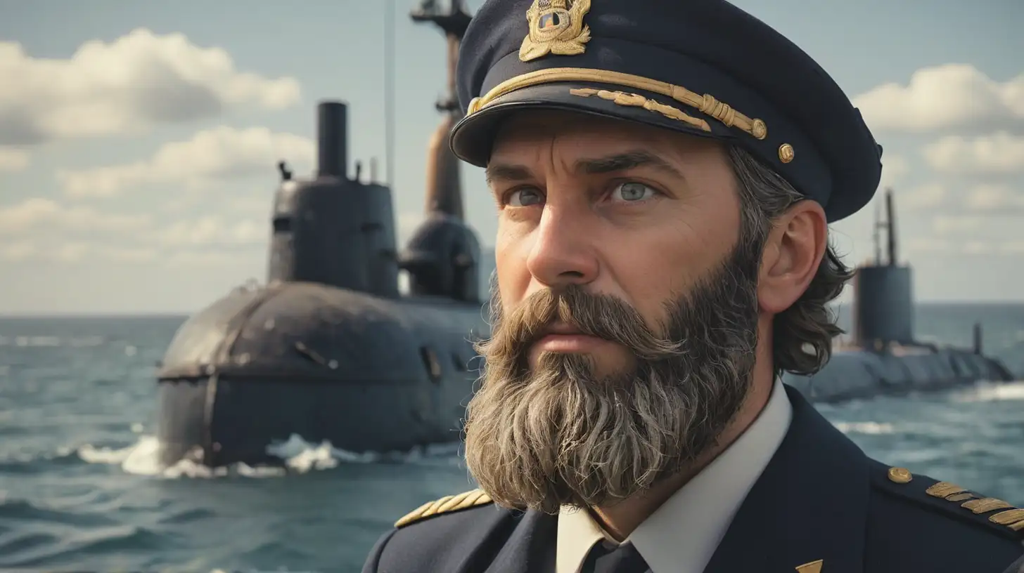 Bearded Submarine Captain by the Sea