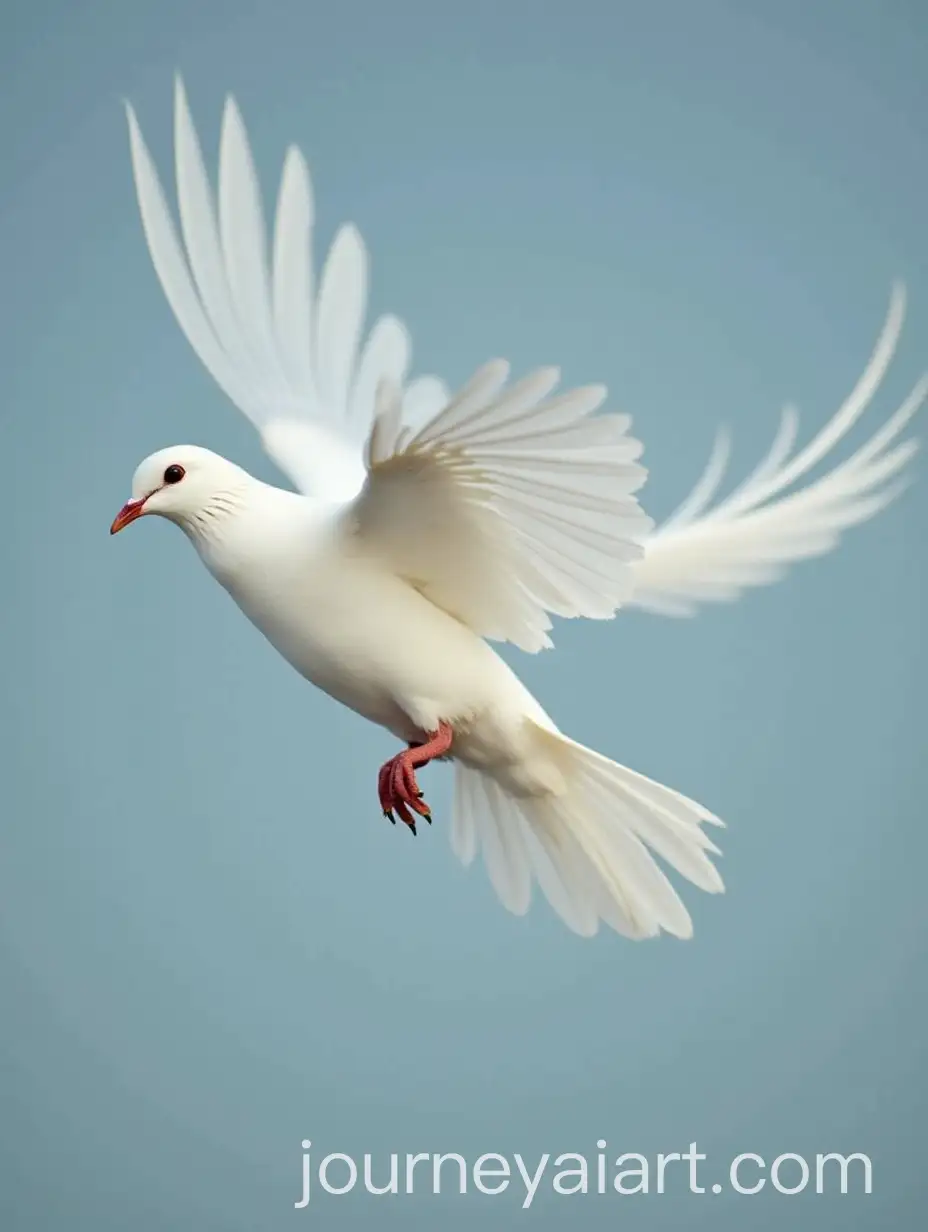 Graceful-White-Dove-in-Flight-Against-a-Serene-Sky
