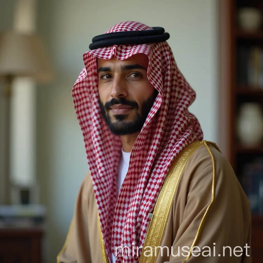 Middleaged Saudi Man Looking Directly Full Body Portrait