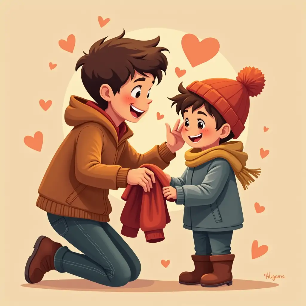 Young-Boy-Helping-Younger-Child-with-Winter-Clothes-in-Heartwarming-Scene