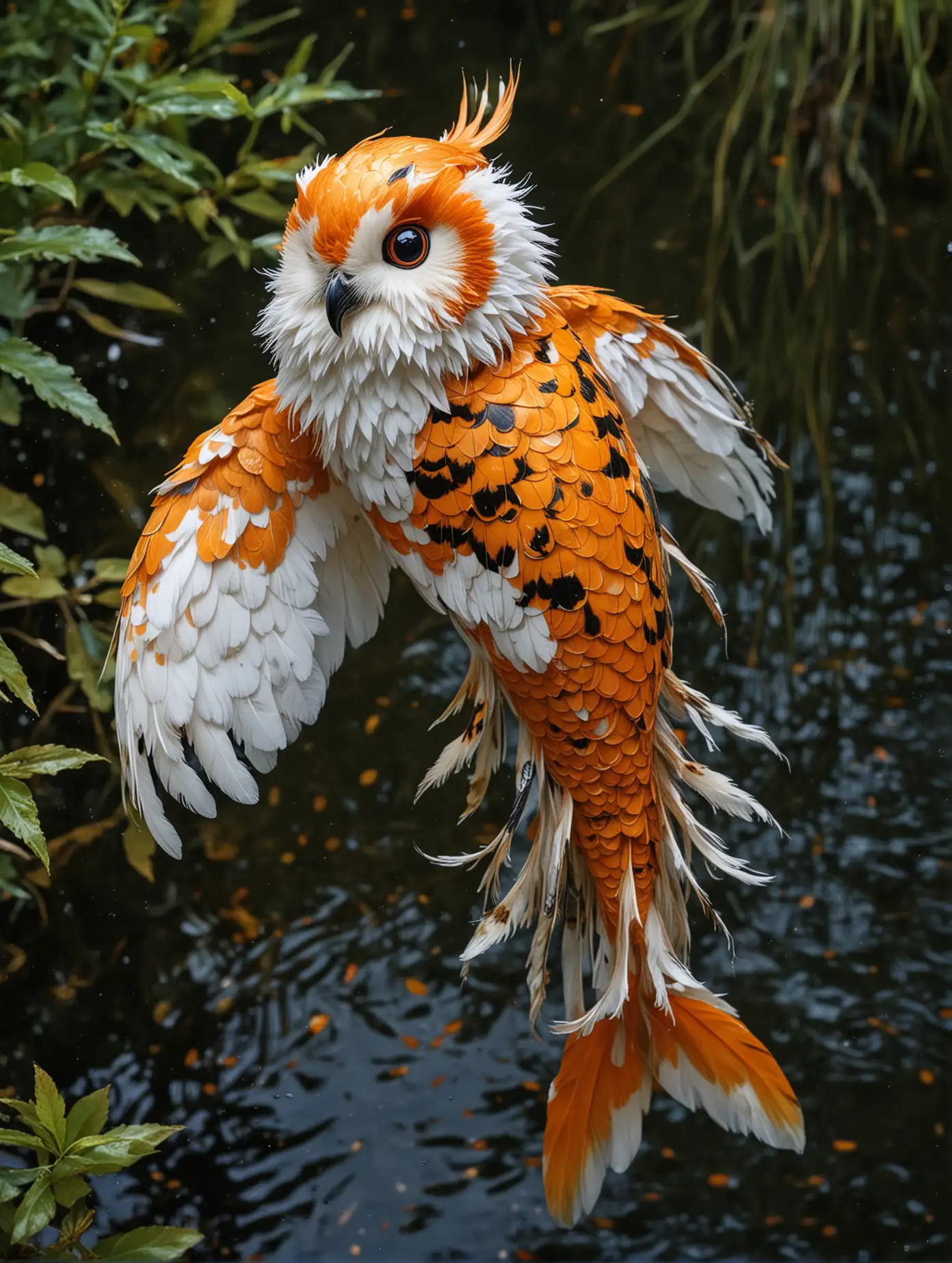 Magical-KoiOwl-Hybrid-Creature-Hovering-Over-a-Tranquil-Pond-at-Night