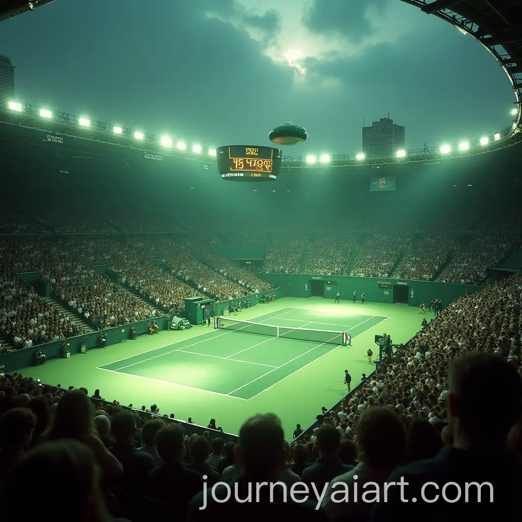 Aliens-Landing-on-Philippe-Chatrier-Court-in-Paris-During-Tennis-Match-with-Spectators