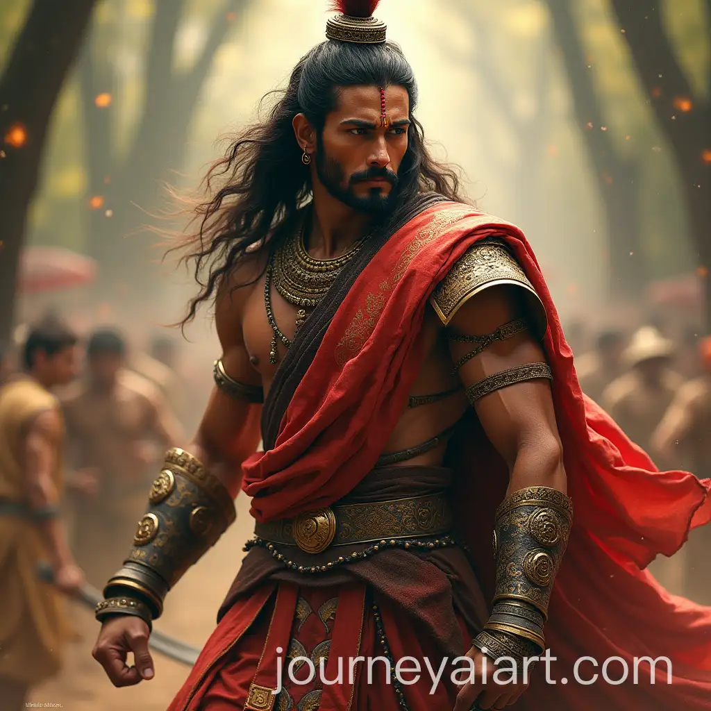 Warrior-Arjun-from-Indian-Mythology-with-Traditional-Armor-and-Bow