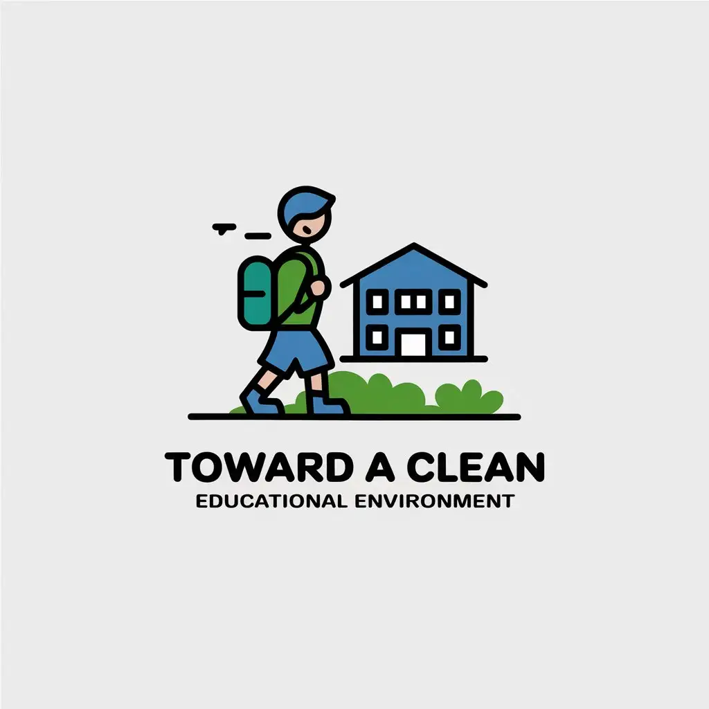 a vector logo design,with the text "toward a clean educational environment", main symbol:student/ school,Minimalistic,be used in Education industry,clear background