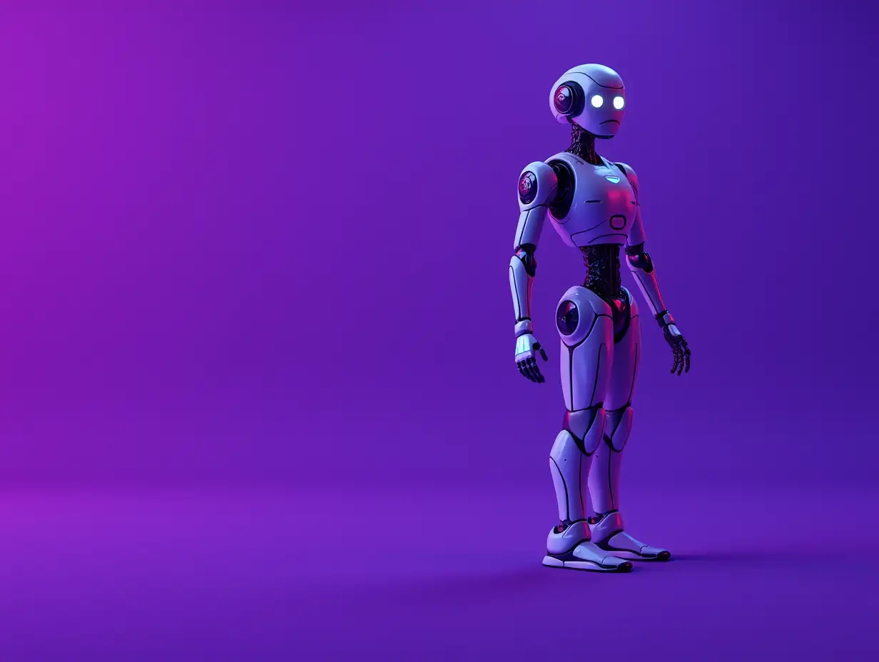 automation image  robot  purple background human robots