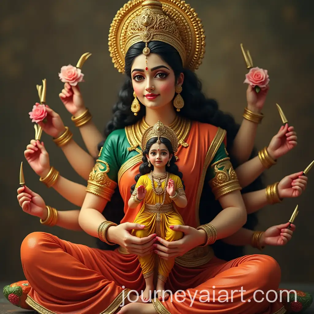 Goddess-Durga-Embracing-a-Young-Girl-in-Her-Divine-Presence