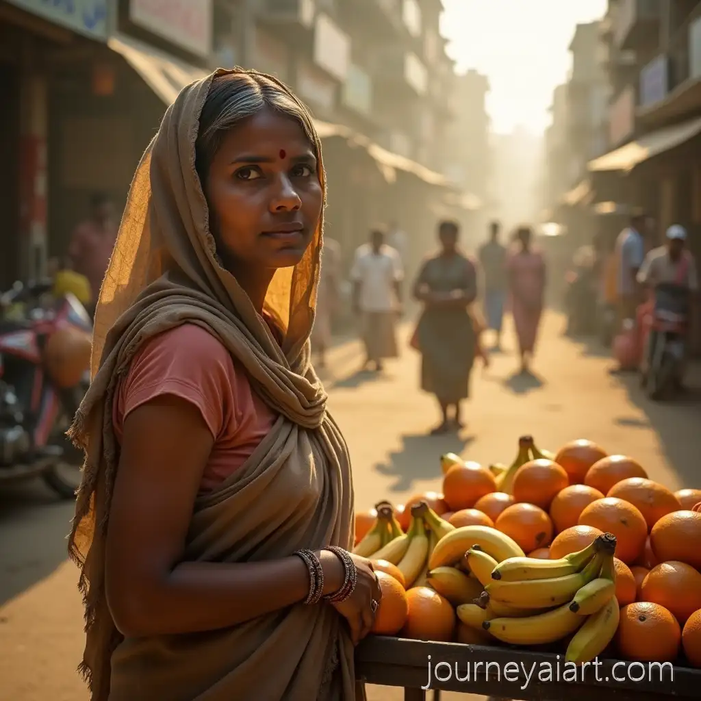 Indian-Fruit-Vendor-in-a-Bustling-Market-Under-Scorching-Afternoon-Sun