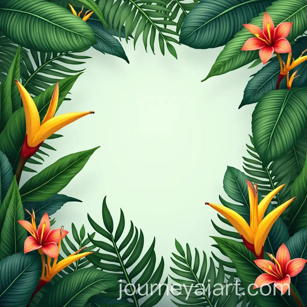 Tropical-Leaf-Banner-with-Green-Jungle-Plants-and-Exotic-Flowers