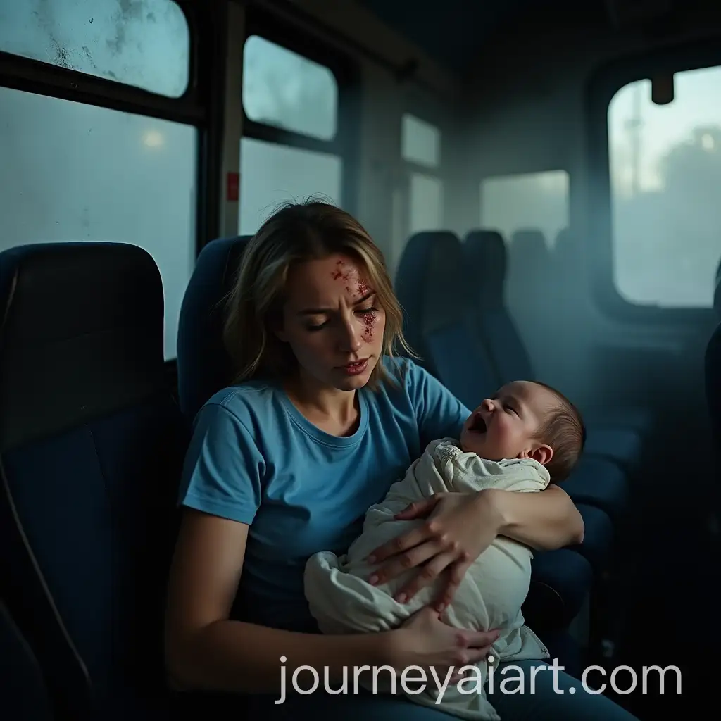 Injured-Woman-Holding-CryAI-Image-Prompt-Expansioning-Baby-in-Damaged-Bus-After-Crash
