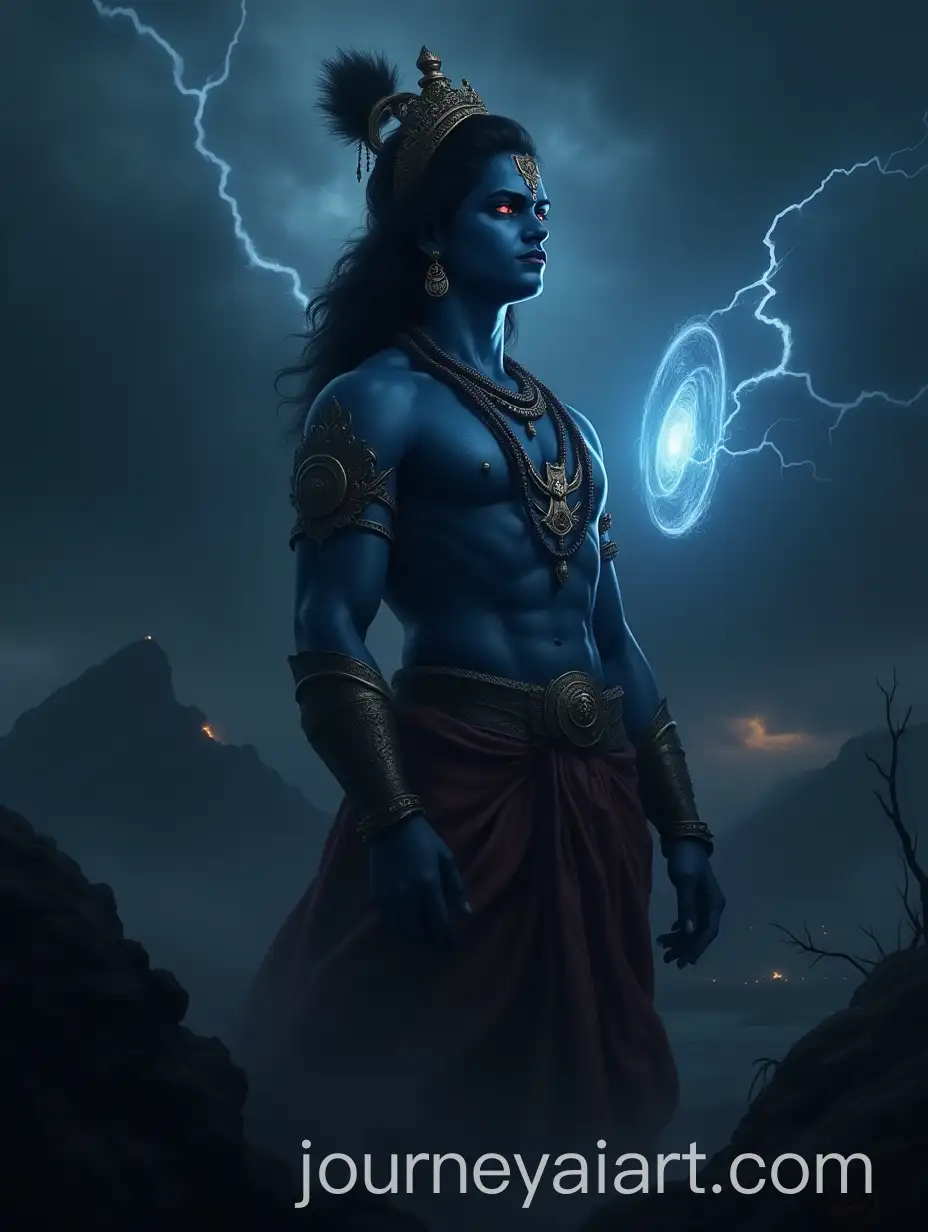 Shree-Krishna-in-Divine-Battle-with-Sudarshan-Chakra-and-Stormy-Sky