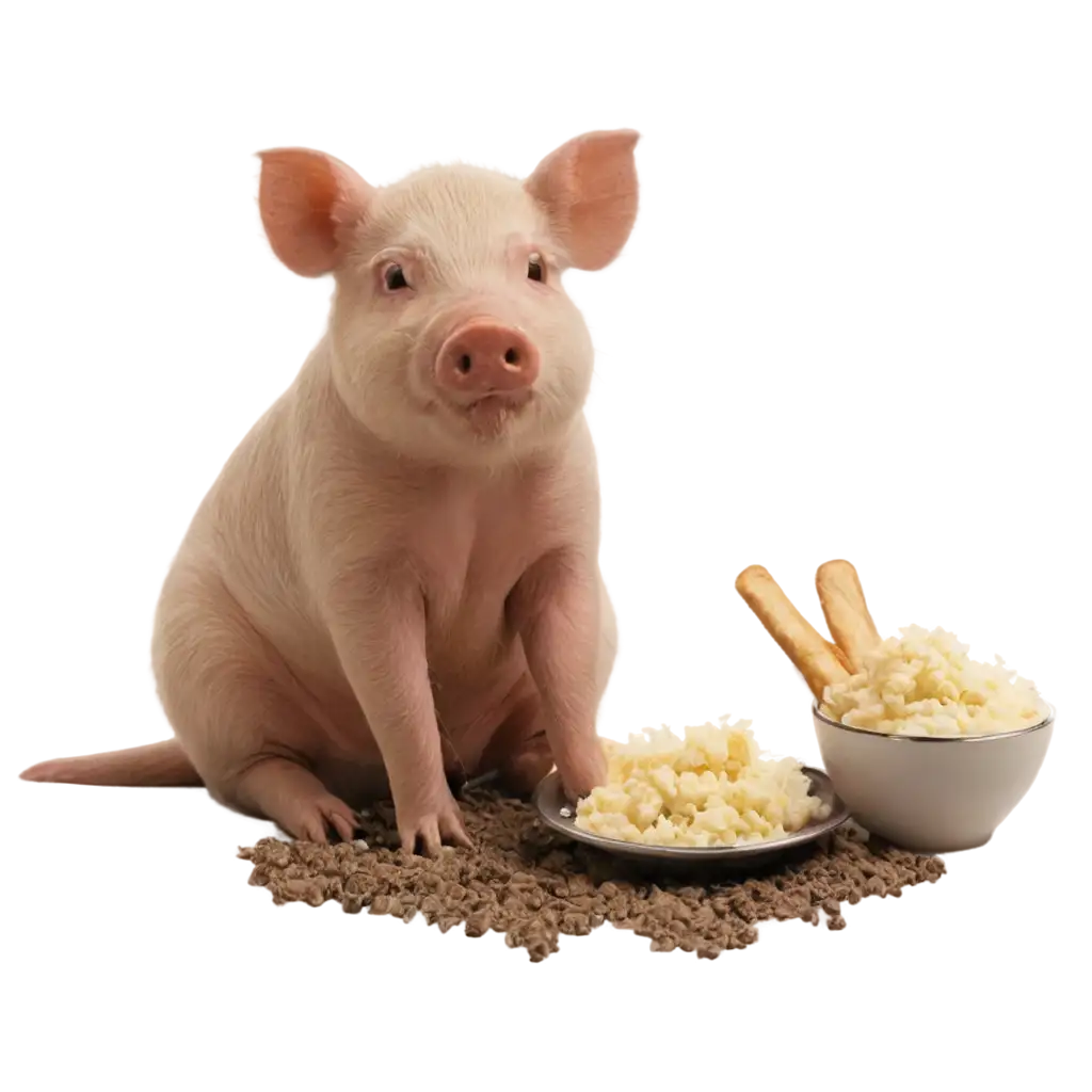 PNG-Image-of-a-Pig-Sitting-and-Eating-HighQuality-Animal-Illustration