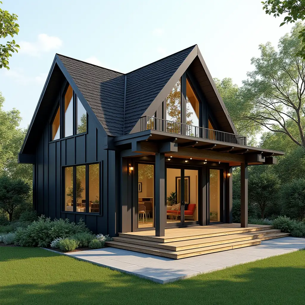 Modern-Family-House-with-Composite-Decking-and-Steel-Frame-in-Garden-Setting