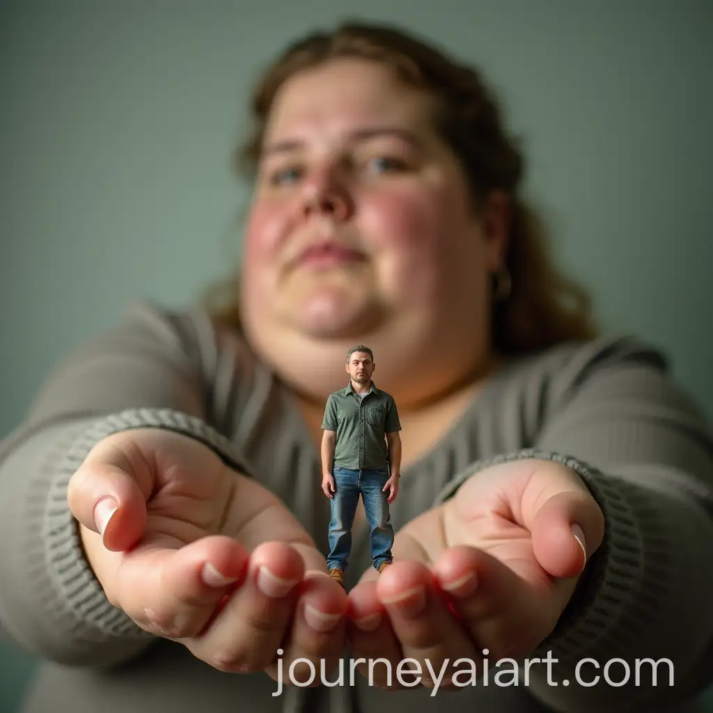 Obese-Giant-Woman-Holding-Tiny-Man-in-Palm