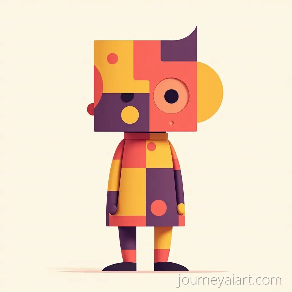 Abstract-Character-Design-with-Red-Yellow-andAbstract-Character-Design-Purple-Shapes-in-Front-and-Profile-Poses