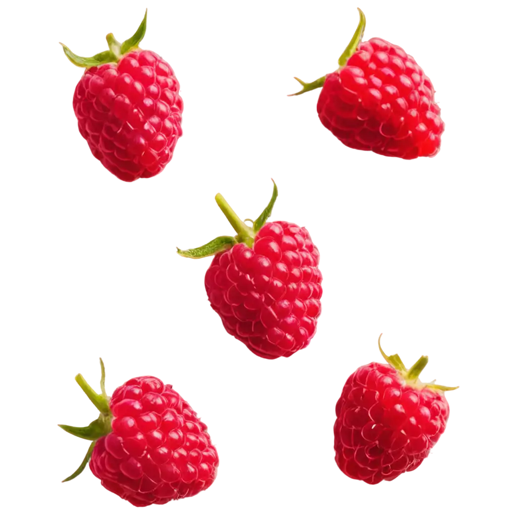 Vibrant-PNG-Image-of-Three-Red-Ripe-Raspberries-Enhance-Your-Visual-Content-with-HighQuality-Clarity