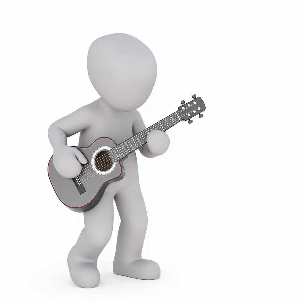 Cartoon picture background white, someone is playing guitar on a plane