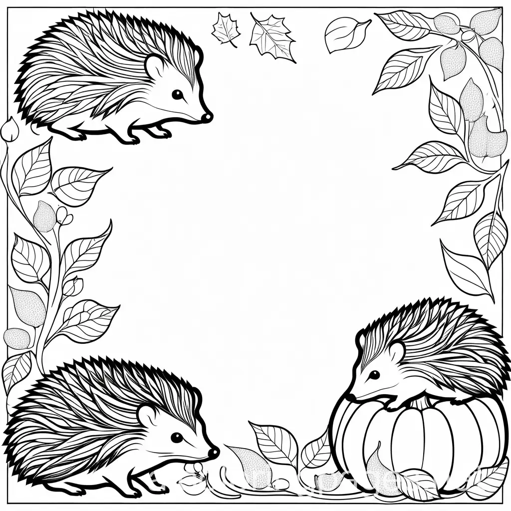 Hedgehogs-Playing-in-Autumn-Leaves-with-Squirrel-and-Pumpkins