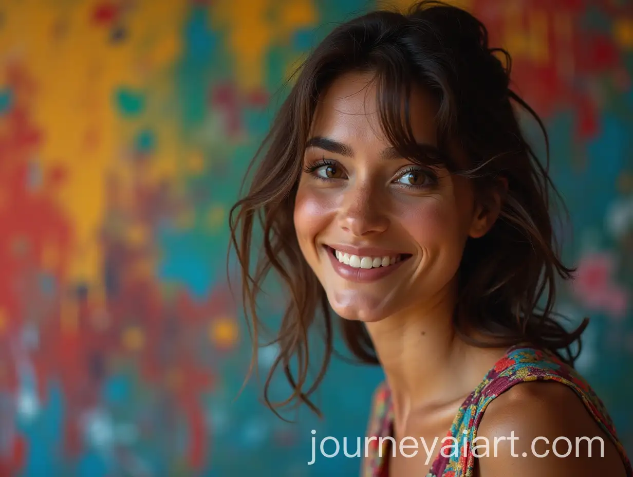 Woman-Surrounded-by-Vibrant-Colors-in-an-Art-Studio-Portrait