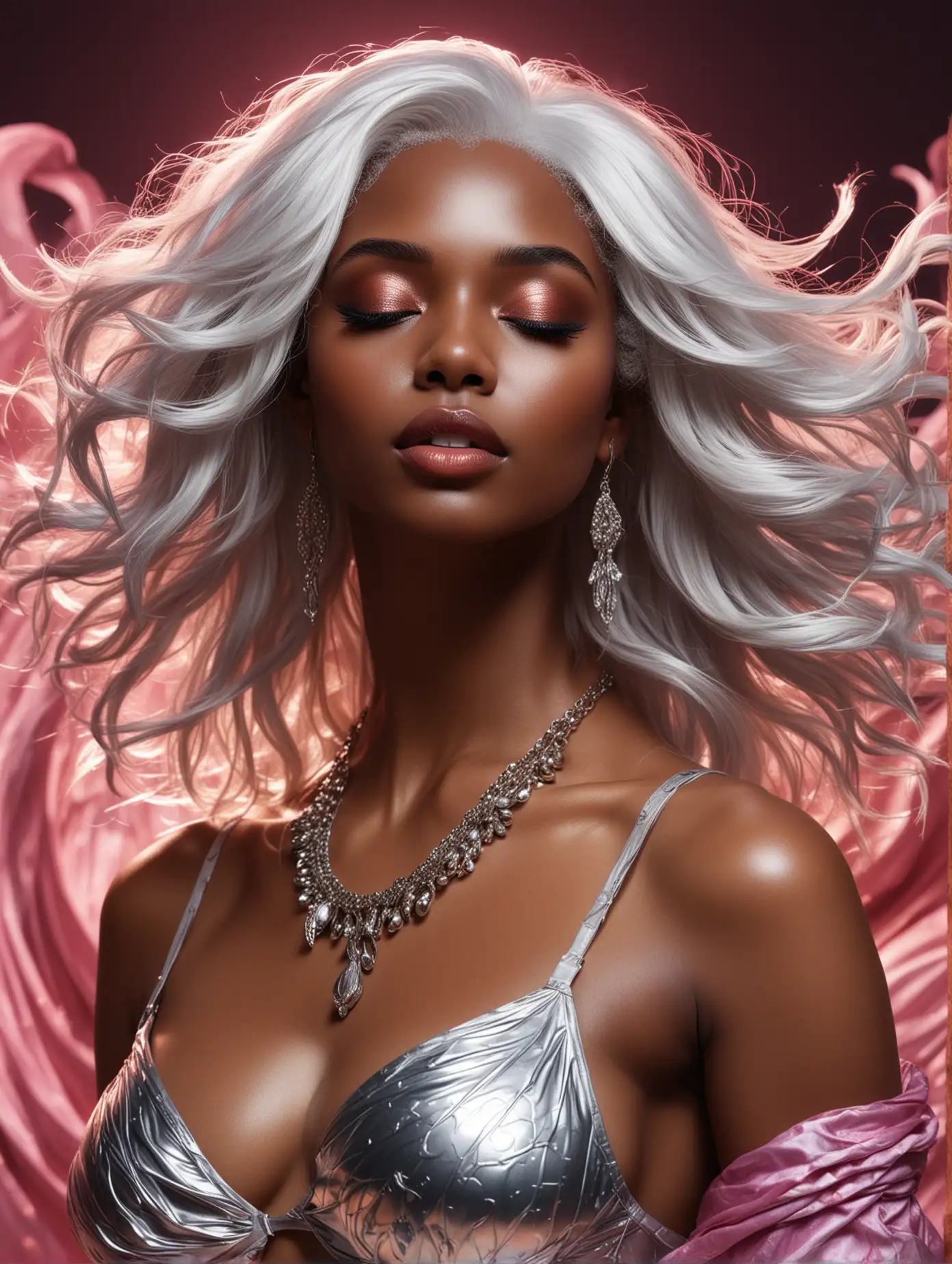 Fantasy-Woman-with-White-Hair-in-Metallic-Silver-Bikini