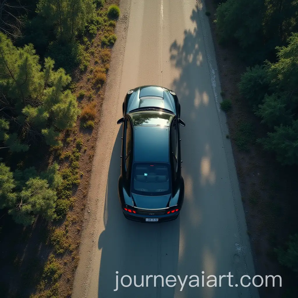 Aerial-View-of-Modern-Car-on-City-Street