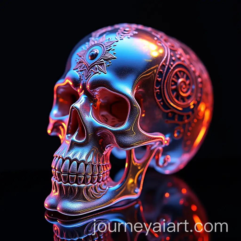 Aztec-Skull-Glass-with-MultiColor-Reflections-and-Light-Play